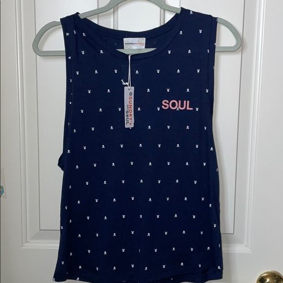 Soulcycle x Sundry Soul skull navy tank top Xs NWT - Picture 3 of 6